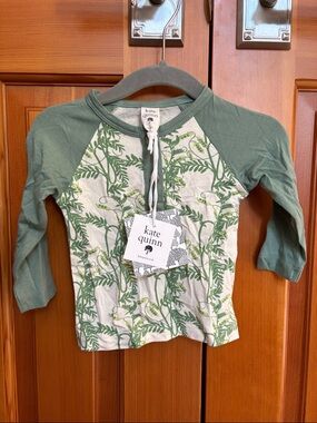 Kate Quinn Green Botanical Long Sleeve Top 3-6 Months Bamboo NWT